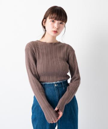 パターン編みメッシュリブニット