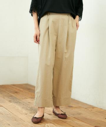 【日本製・cotton100%】脇ギャザータックパンツ