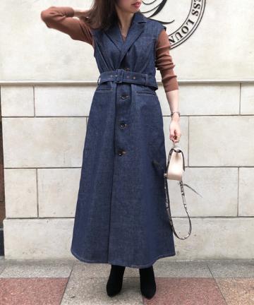 【Awfully】デニムロングジレ