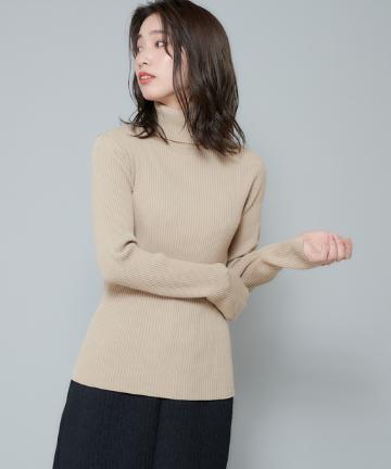 リブタートルネックニット