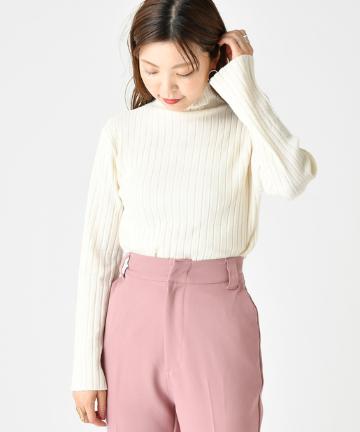 ワイドリブハイネックニット