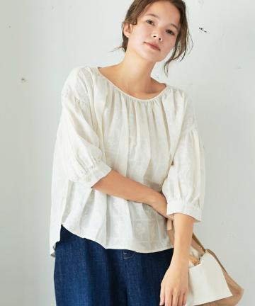 ボタニカルステッチワーク刺繍ブラウス