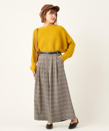 ベルト付きカットチェックパンツ
