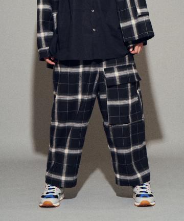 セットアップルーズワイドイージーカーゴパンツ/オンブレチェック