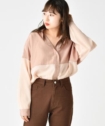 シアー切替ブラウス