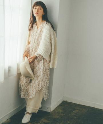 【Kazumiさん着用 2019AW】ボタニカルプリント前開きワンピース