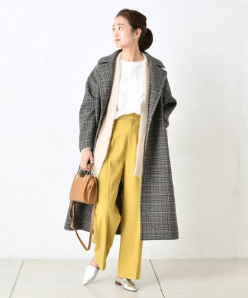 チェックビッグカラーコート