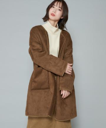 リバーシブルムートンボアロングコート