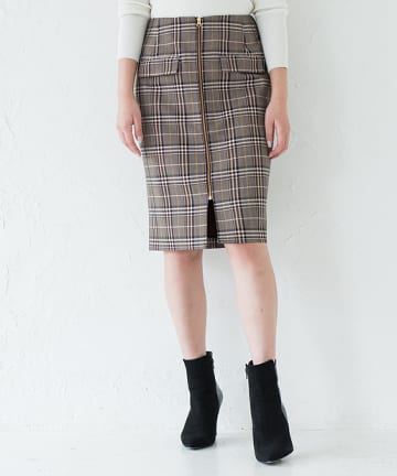 チェックZIPスカート