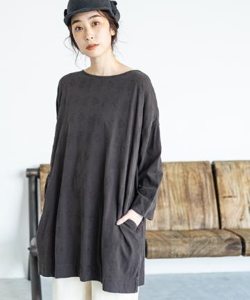 【cotton100%】ボタニカル刺繍チュニック