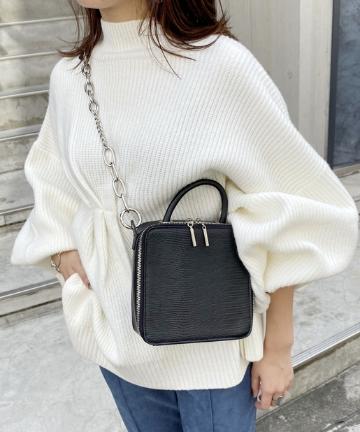 MIXチェーン型押しスクエアミニバッグ