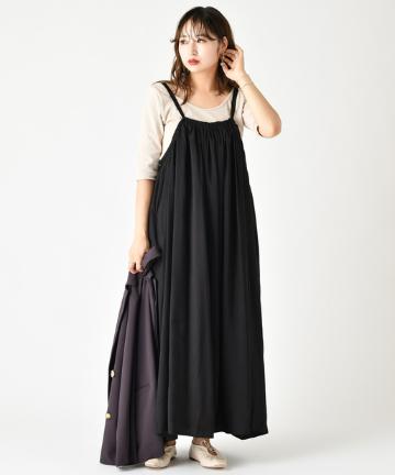 ギャザーボリュームキャミワンピ