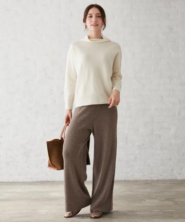 ウールカシミヤリブワイドパンツ