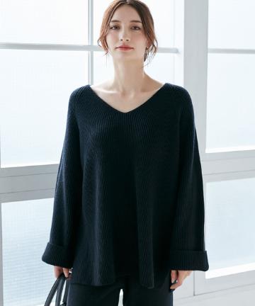 ウールカシミヤ両畦ニット