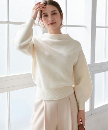 ウール100ボリュームスリーブニット