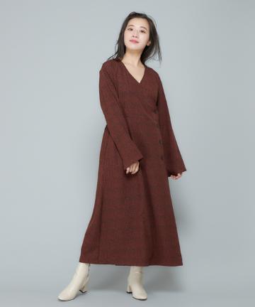 ドット総柄カシュクールストレートワンピース