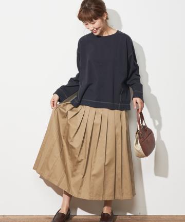 【cotton100%】配色ステッチプルオーバー