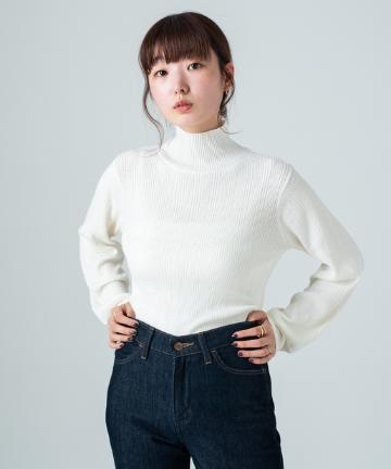 ハイネックランダムリブニット
