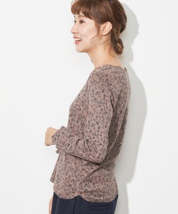 【cotton100％】ボタニカルプリントクルーネックプルオーバー