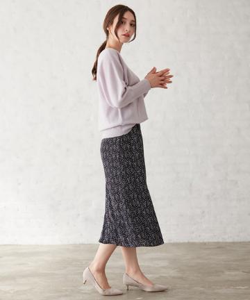 【手洗い可】小花プリントマーメイドスカート