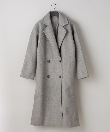 フェイクメルトンダブルブレストロングコート