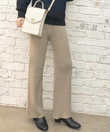 スリムリブニットパンツ