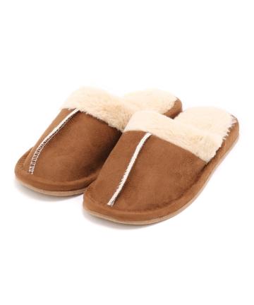 スエードボア縁スリッパ