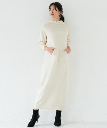 ホールニットパーカーワンピース