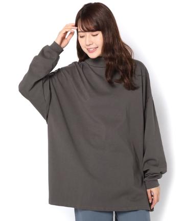 ハイネックスリットトップス