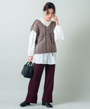 編み上げジャガードベストSET