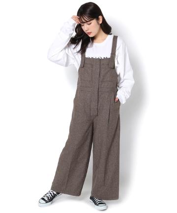 チェックオーバーオール