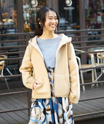 Chez toi(シェトワ) 【ゆったりシルエット】エアリージャージーバック切替パーカー