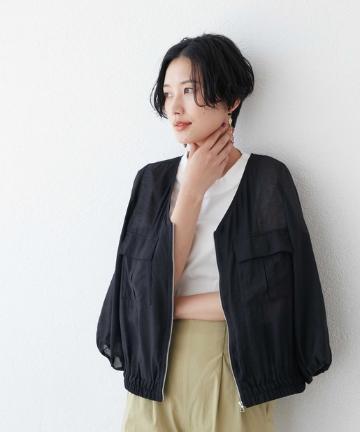 ≪UVカット機能付き≫ポケ付シアーギャザーブルゾン