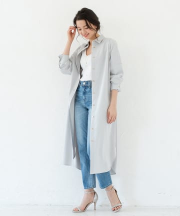 サテンBIGシャツワンピース