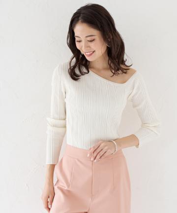 アシメリブニット