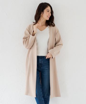 ノーカラーコクーンコート