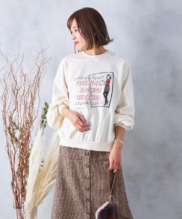 prose verse(プロズヴェール) レトロガールプリント裏毛スウェット