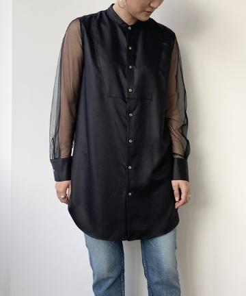 シースルーバンドカラーシャツ