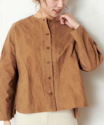 【cotton100％】花刺繍前開きブラウス