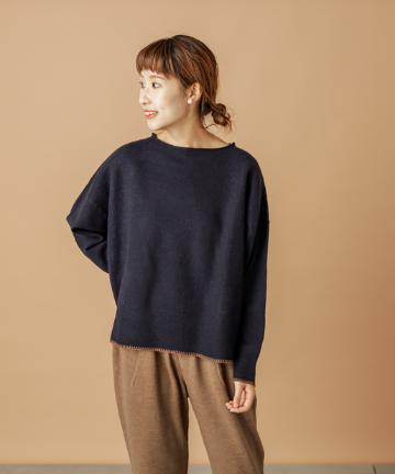 【wool100％】ボートネックプルオーバー