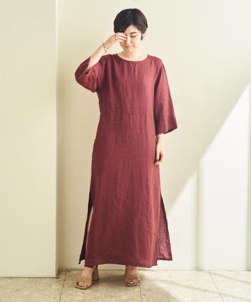 【BARENA】 リネンロングワンピース