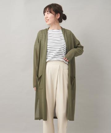 Chez toi(シェトワ) 【透け感がトレンド】シースルーニットロングカーディガン