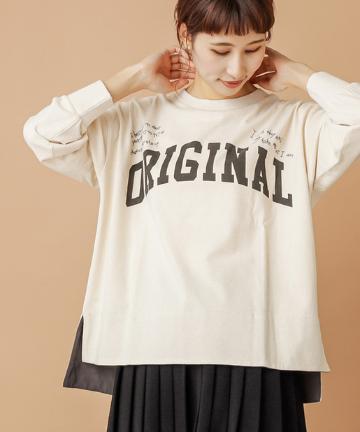 【cotton】ロゴプリント刺繍プルオーバー