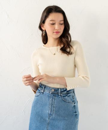7分袖パールニット