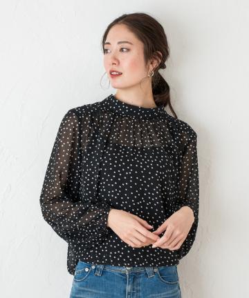 ドットボウタイブラウス