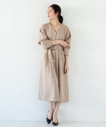 フロントボタンワンピース