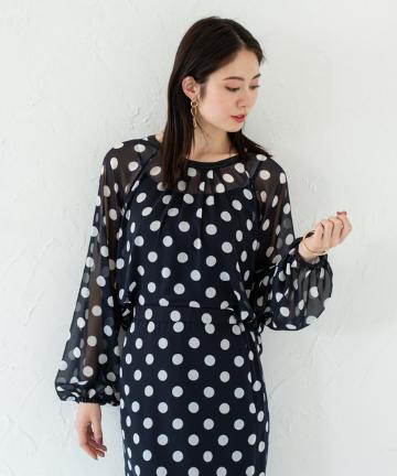 シフォンドットブラウス