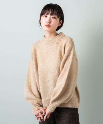 起毛モヘアタッチハイネックニット