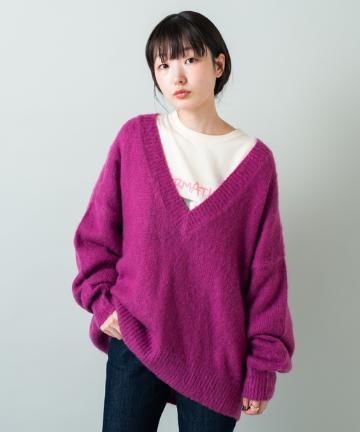 深Ｖモヘアタッチビッグプルオーバー