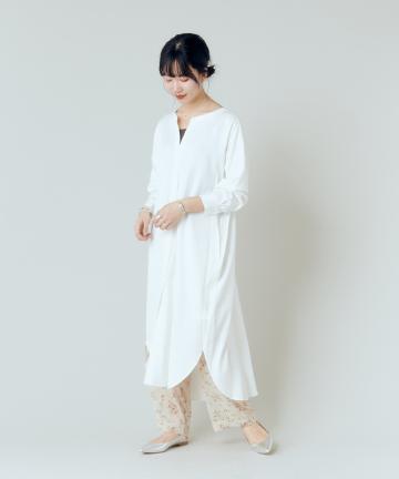 バックVロングシャツワンピース